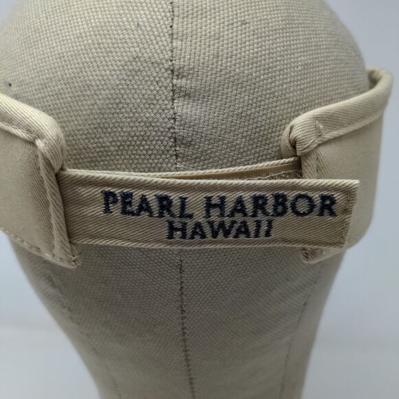 USS Arizona Men's Strapback Visor Hat Pearl Harbor Hawaii Tan Embroidered - Picture 9 of 12